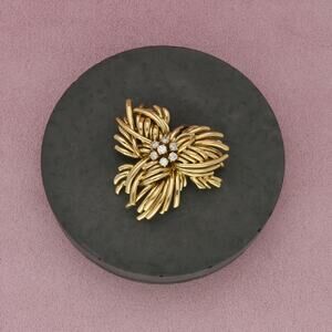 tiffany & co 18k yellow gold vintage diamond free form brooch